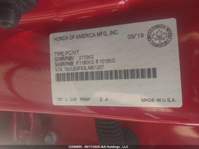 19UUB3F63LA801207 Acura j35y6