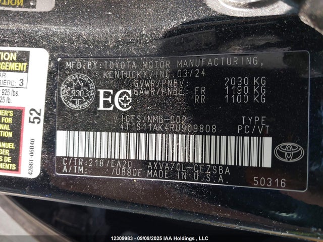 4T1S11AK4RU909808 Toyota a25a-fks