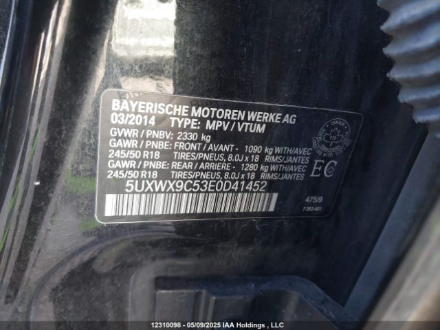 5UXWX9C53E0D41452 BMW X3
