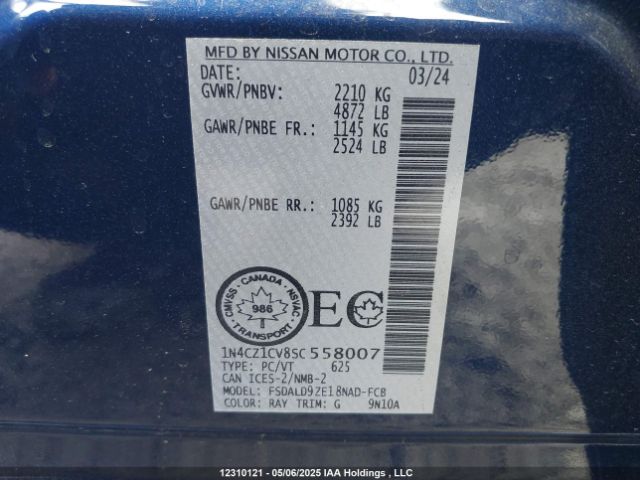 1N4CZ1CV8SC558007 Nissan Leaf