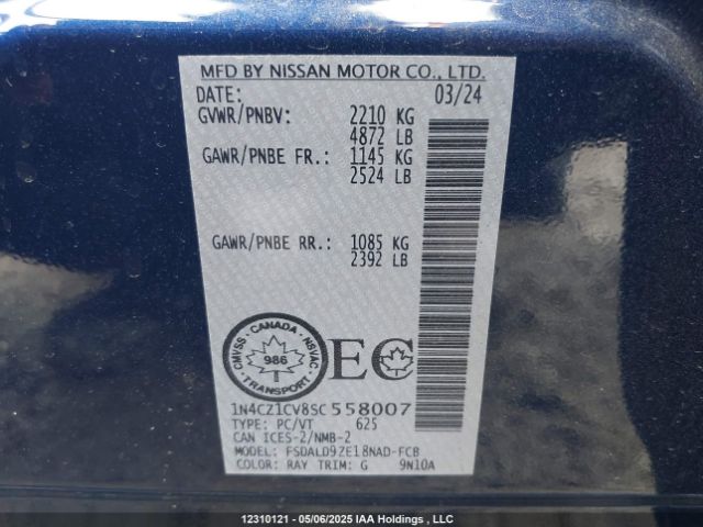 1N4CZ1CV8SC558007 Nissan Leaf