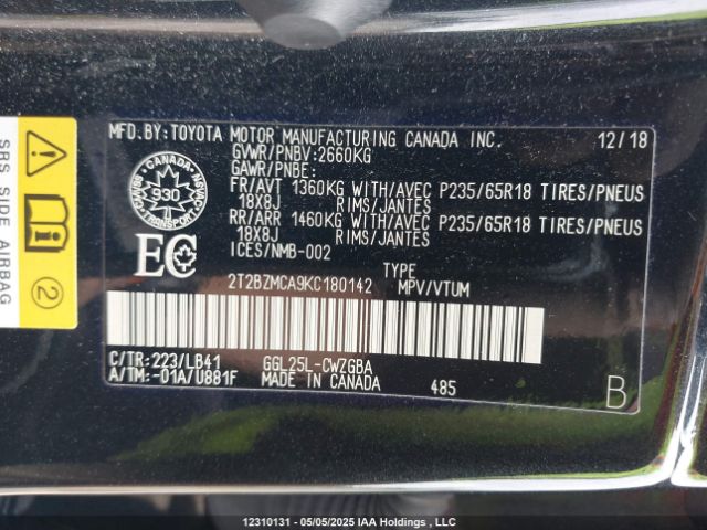 2T2BZMCA9KC180142 Lexus RX 350