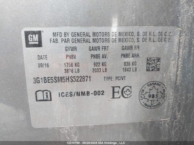 3G1BE5SM5HS522871 Chevrolet Cruze
