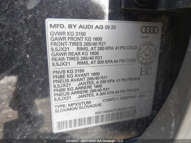 WA1AWAF73MD012942 Audi SQ7