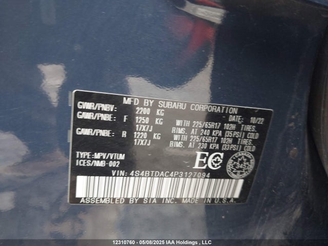 4S4BTDAC4P3127094 Subaru Legacy Outback