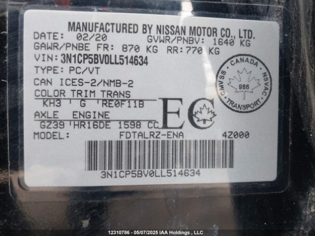 3N1CP5BV0LL514634 Nissan Kicks