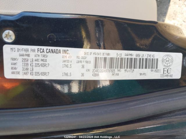 2C4RDGBGXKR707825 Dodge Grand Caravan Cvp/sxt