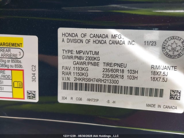 2HKRS6H74RH213300 Honda lfc3