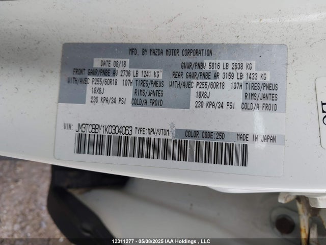 Mazda py turbo 2019 JM3TCBBY1K0304063 Image 19