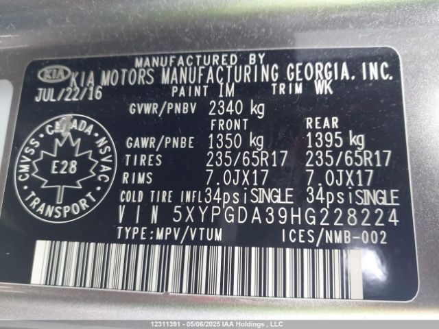 5XYPGDA39HG228224 KIA Sorento