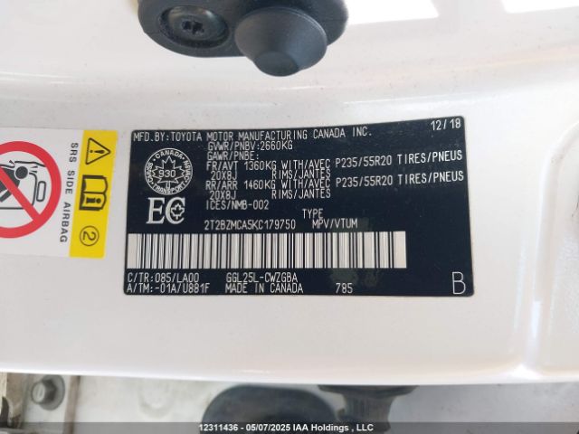 2T2BZMCA5KC179750 Lexus 2gr-fks