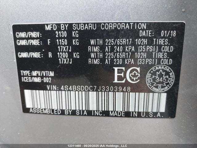 4S4BSDDC7J3303948 Subaru c5