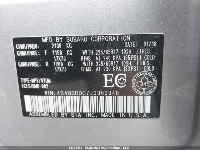 4S4BSDDC7J3303948 Subaru c5