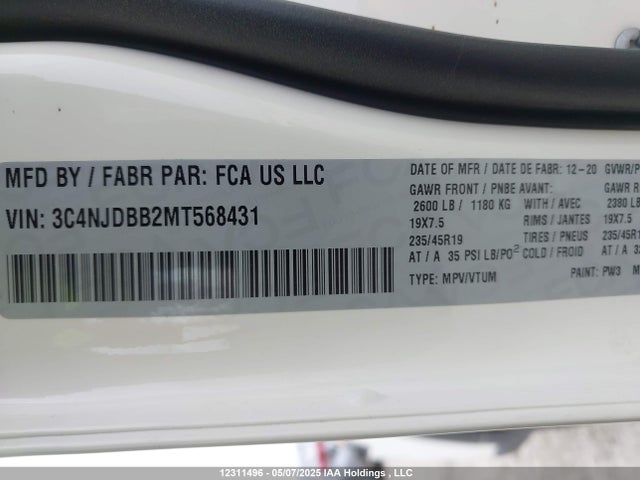 3C4NJDBB2MT568431 Jeep Compass