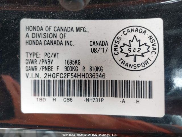 2HGFC2F54HH036346 Honda k20c2