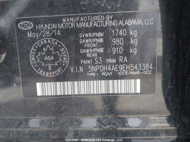 5NPDH4AE9EH543384 Hyundai Elantra Gls