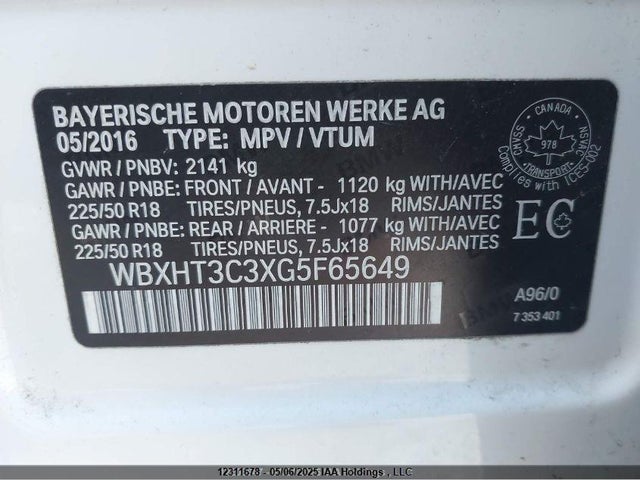WBXHT3C3XG5F65649 BMW X1