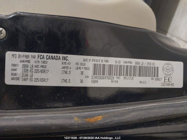 2C4RDGBG8KR766520 Dodge Grand Caravan