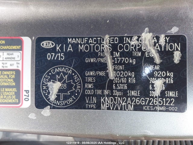 KIA gdi gamma 2016 KNDJN2A26G7265122 Image 9