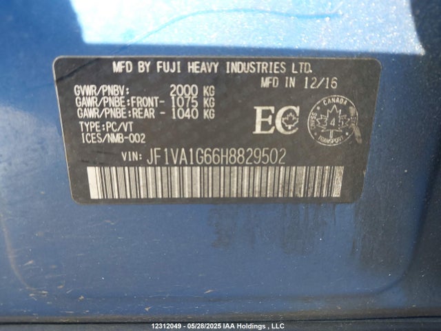 JF1VA1G66H8829502 Subaru Wrx Limited