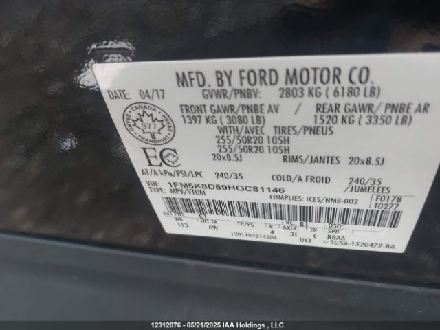 1FM5K8D89HGC81146 Ford 3.5l ti-vct