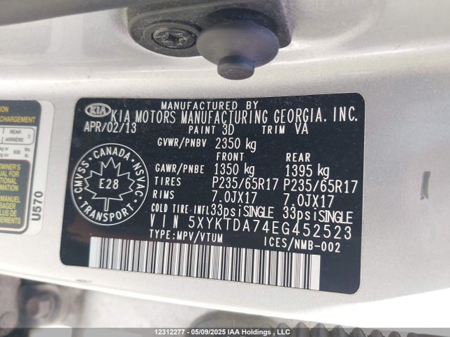 5XYKTDA74EG452523 KIA Sorento