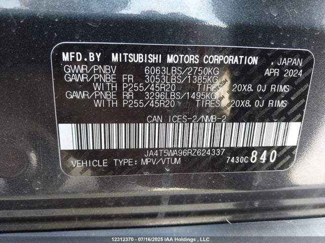 JA4T5WA96RZ624337 Mitsubishi s91-ya1