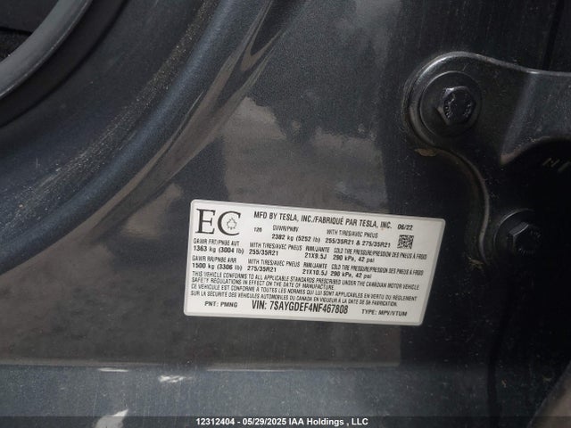 7SAYGDEF4NF467808 Tesla Model Y Performance