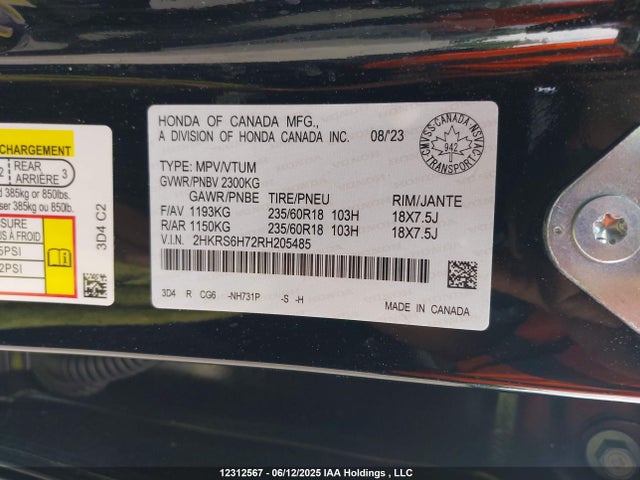 2HKRS6H72RH205485 Honda lfc3