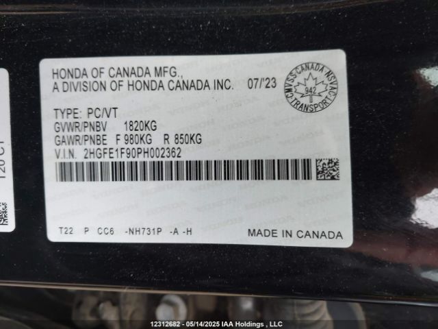 2HGFE1F90PH002362 Honda l15b7