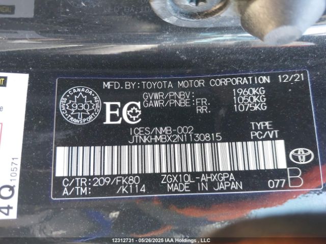 JTNKHMBX2N1130815 Toyota C-HR