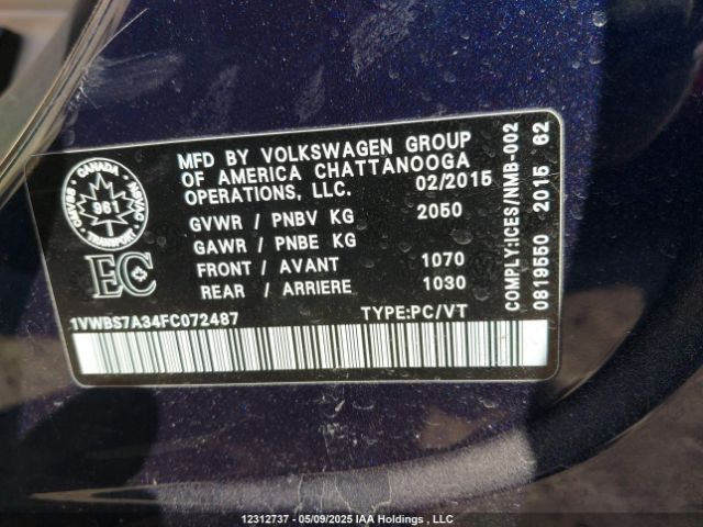 1VWBS7A34FC072487 Volkswagen PASSAT SE
