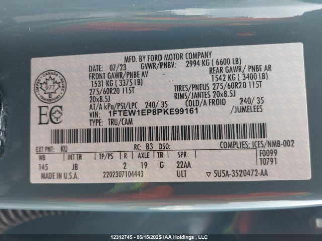 1FTEW1EP8PKE99161 Ford F-150 Xl