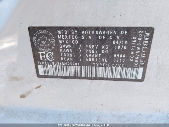 3VWE57BU9KM025704 Volkswagen 1.8 tsi