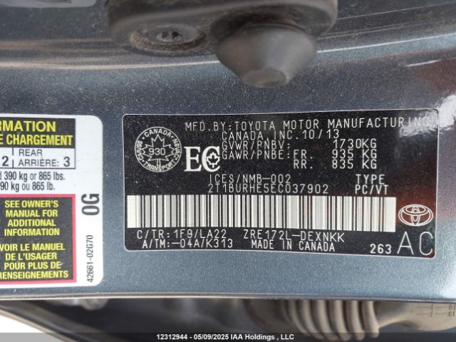 2T1BURHE5EC037902 Toyota 2zr-fe
