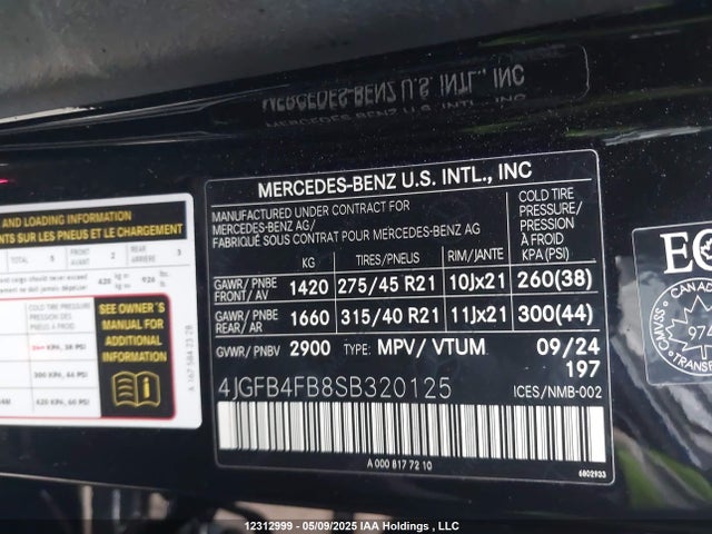 4JGFB4FB8SB320125 Mercedes-Benz m254