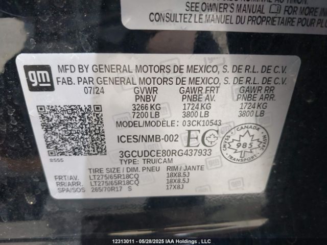 3GCUDCE80RG437933 Chevrolet Silverado 1500 Custom Trail Boss