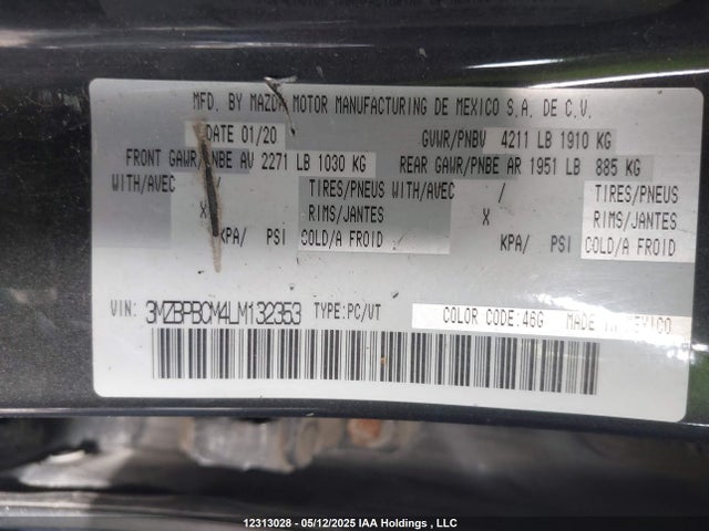 3MZBPBCM4LM132353 Mazda py cylinder deactivation