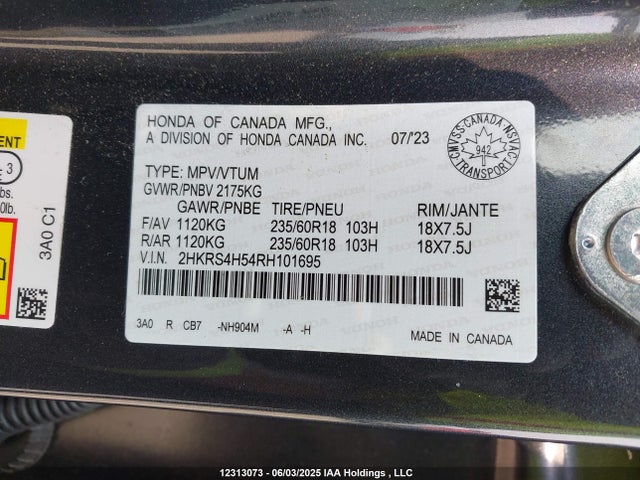 2HKRS4H54RH101695 Honda CR-V