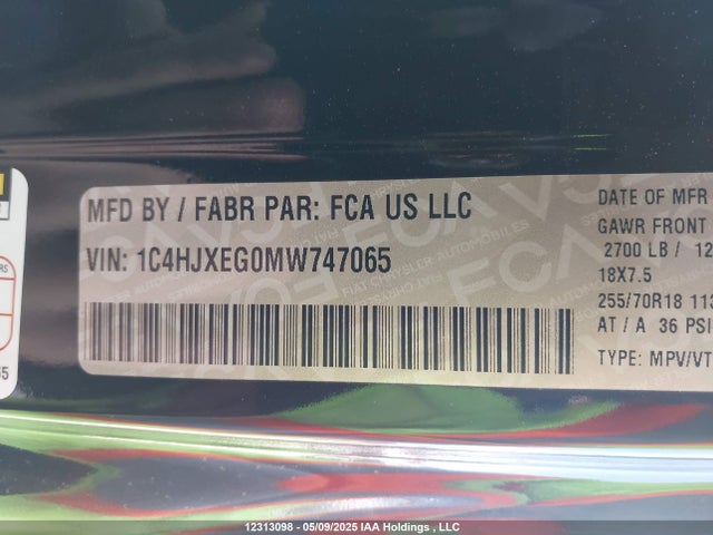 Jeep 2021 2021 1C4HJXEG0MW747065 Image 9