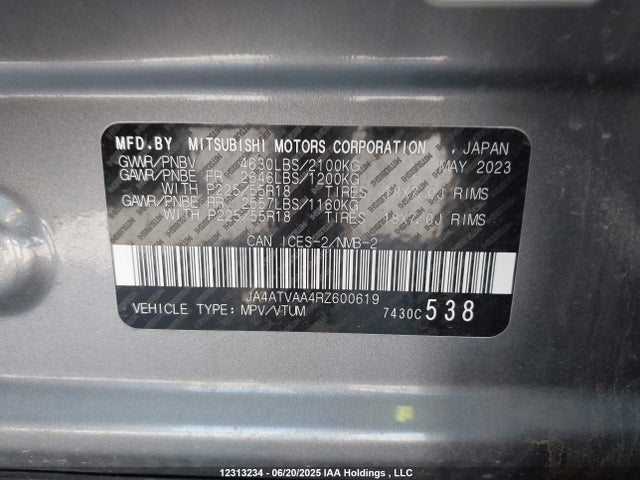Mitsubishi tc/ic mivec 2024 JA4ATVAA4RZ600619 Image 9