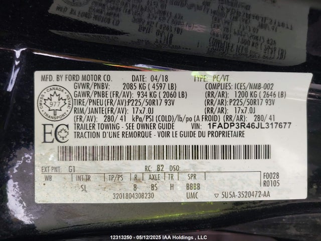 1FADP3R46JL317677 Ford 2018