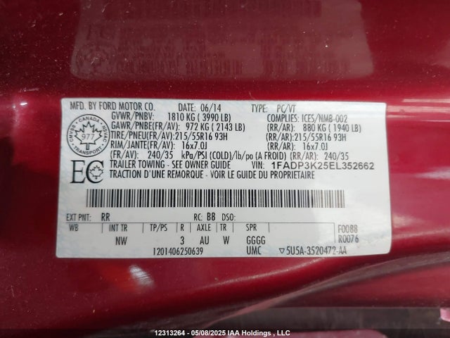 1FADP3K25EL352662 Ford 2014