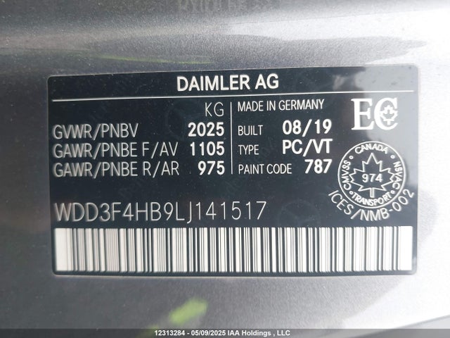 WDD3F4HB9LJ141517 Mercedes-Benz A-Class