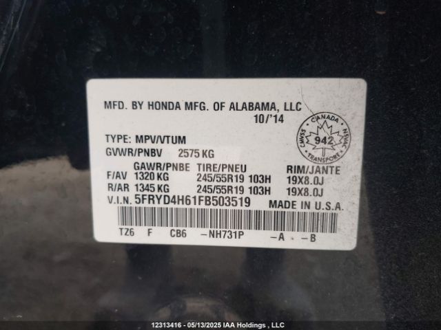 5FRYD4H61FB503519 Acura j35y5