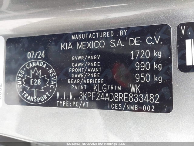 3KPF24AD8RE833482 KIA mpi nu