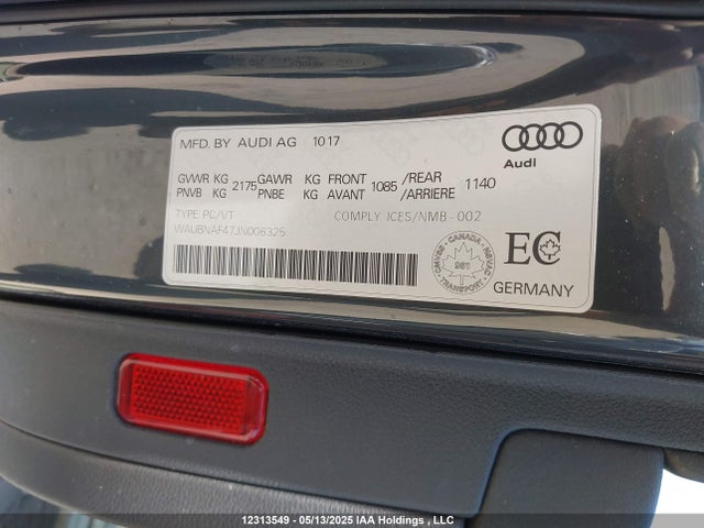 WAUBNAF47JN006325 Audi 2018