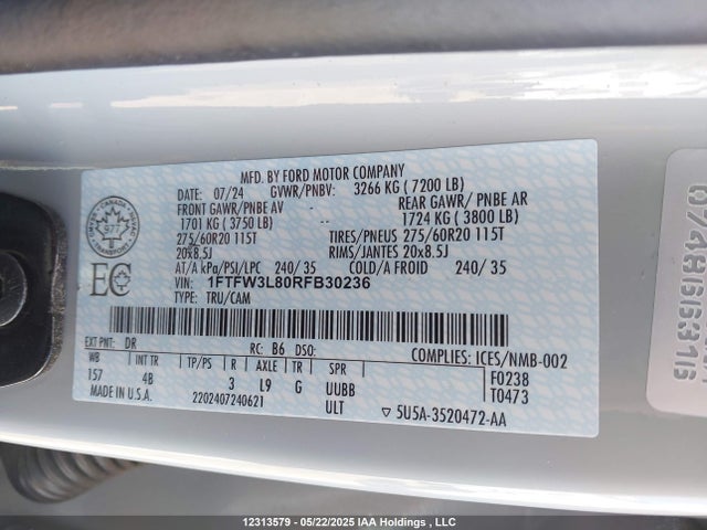 1FTFW3L80RFB30236 Ford gtdi