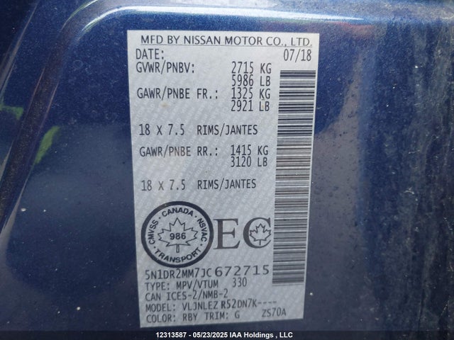 5N1DR2MM7JC672715 Nissan Pathfinder