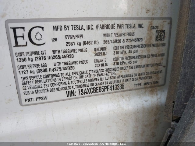7SAXCBE65PF413335 Tesla MODEL X